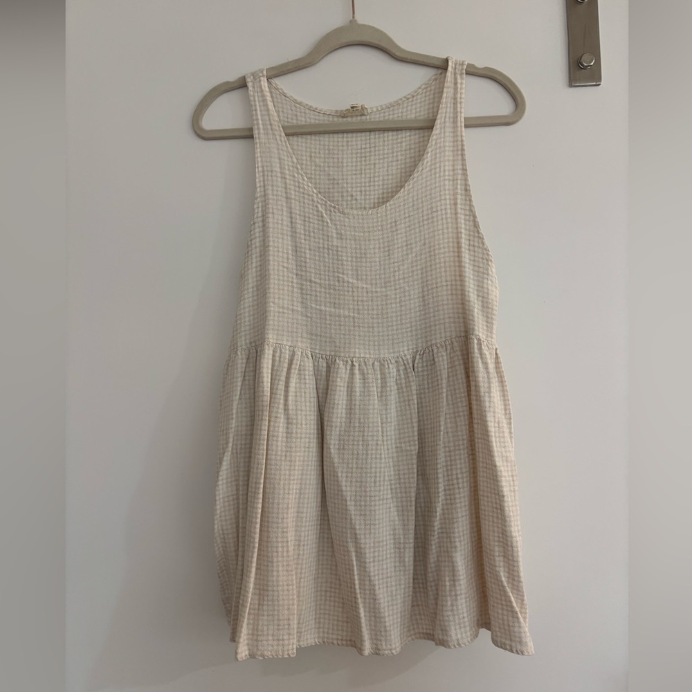 Urban Renewal Beige Gingham Top